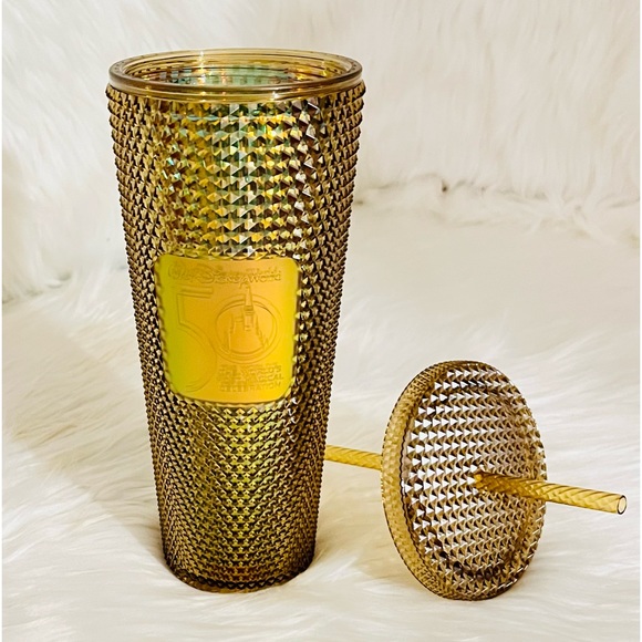 Walt Disney World 50th Anniversary Geometric Starbucks Tumbler with Straw – Gold - Picture 11 of 12